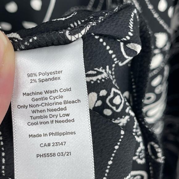 Talbots Plus 1X Sleeveless Black Celestial Print Dress Elastic Waist Sheer Fairy - Picture 7 of 16